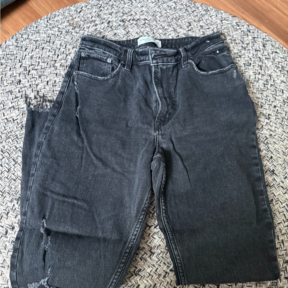 Abercrombie & Fitch Straight Leg Washed Black Jeans